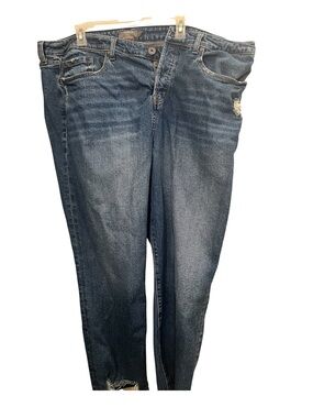 Torrid Size 3 Tall Dark Blue Women's Distressed Straight-Leg Jeans